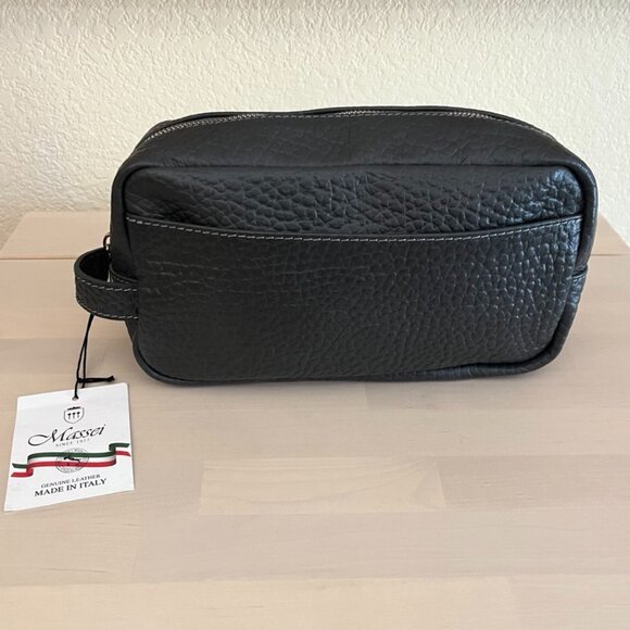 NEW Massei Leather Dobb Kit Toiletry Bag - Picture 1 of 6